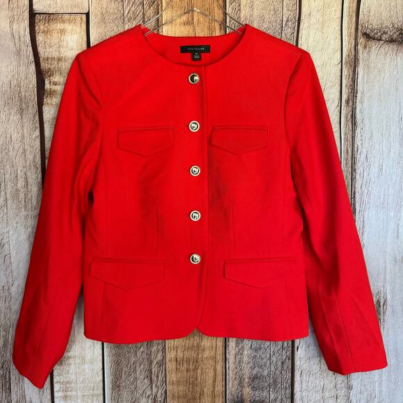 Ann Taylor Blazer Button Front Jacket Petite 10P Tailored Holiday Workwear - Picture 1 of 9